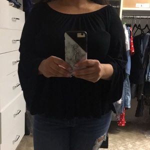 Off the shoulder, bell bottom sleeve shirt